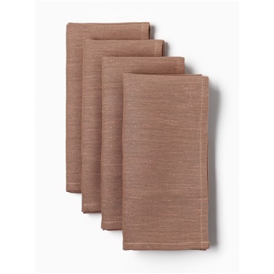 Набор салфеток с декоративными кольцами «Этель» Sand, 40×40 см - 4 шт., 100% лён