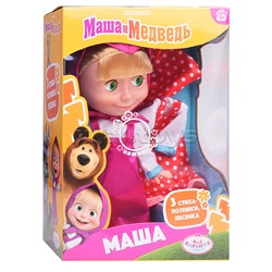 Кукла Маша и Медведь маша 25см, озвуч, платье в горошек, кор