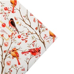 Упаковочная бумага на новый год «Птицы на ветвях», 50×70 см, глянцевая