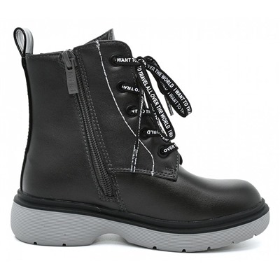 B-10020-H черн/сер Ботинки деми для девочек (28-35)/8