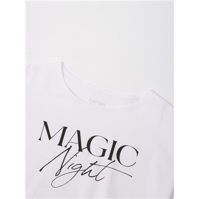 Пижама женская (футболка, брюки) KAFTAN Magic night, размер 52-54, белая