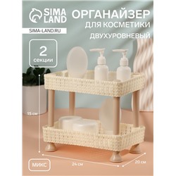 Органайзер для хранения косметики, двухуровневый, 24×15×20 см, МИКС