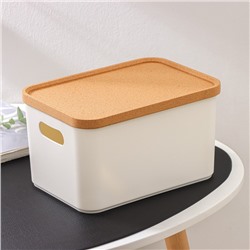 Корзина для хранения Korely maxi, 2,4 л, 23,5×16,5×13,5 см, с крышкой, цвет слоновая кость
