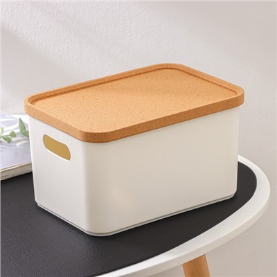 Корзина для хранения Korely maxi, 2,4 л, 23,5×16,5×13,5 см, с крышкой, цвет слоновая кость