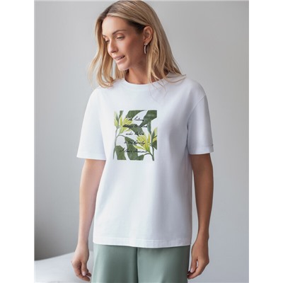 Футболка с принтом свободная эластичная из премиального хлопка