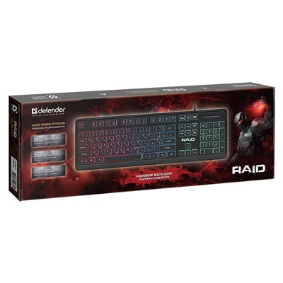 Клавиатура Defender Raid GK-778DL мембранная игровая с подсветкой USB (black)