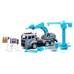 Машина "Строительные работы" с дорожными знаками, в коробке