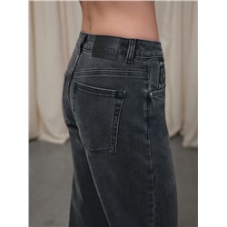 Актуальная коллекция CONTE CON-799 Чёрные джинсы straight ULTRA-LONG с эффектом потёртостей