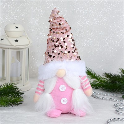 Новогоднее украшение Гном 13x6x24 см / B117 /уп 75/ (Розовый)