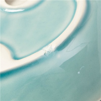 УЦЕНКА Блюдо керамическое «Птичка на листочке», 15.5×15.5 см, голубое