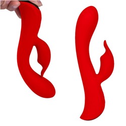 Красный вибромассажер-кролик 5  Silicone Bunny Love - 19,1 см.