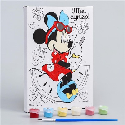 Картина по номерам для детей «Минни Маус», 21×15 см