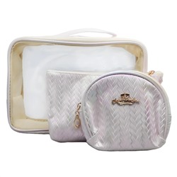 Kristaller Набор женских косметичек Chameleon Knitted rope pattern 3 in 1, белый перламутр 25097