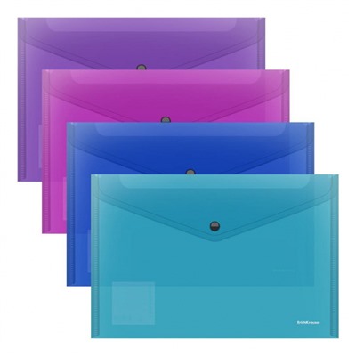 Папка с кнопкой  А4 140мкм 47043 Fizzy полупрозрачная ErichKrause