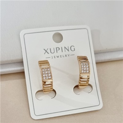 Серьги колечки коллекция "Xuping" покрытие позолота, вставка: цирконы, цвет: прозрачный, арт.101.341