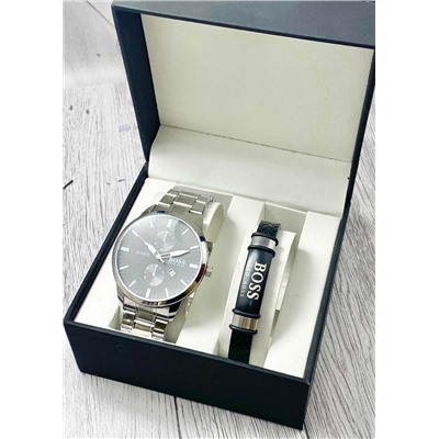 Подарочный набор для мужчины часы и браслет + коробка #22853340