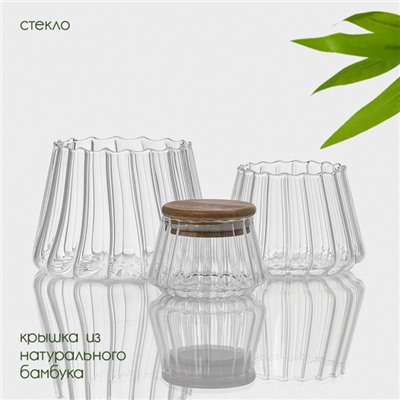 Банки для сыпучих продуктов BellaTenero «Эко», 14×22.5 см, с бамбуковой крышкой, 3 шт., стекло