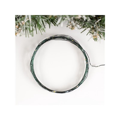 Гирлянда «Нить» 5 м роса, IP20, зелёная нить, 50 LED, 2 режима, батарейки AAх3 (нет в комплекте), свечение мульти