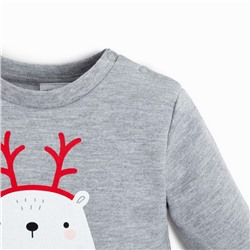 Костюм детский (джемпер, брюки) «Крошка Я» Merry Xmas, рост 62-68 см, серый