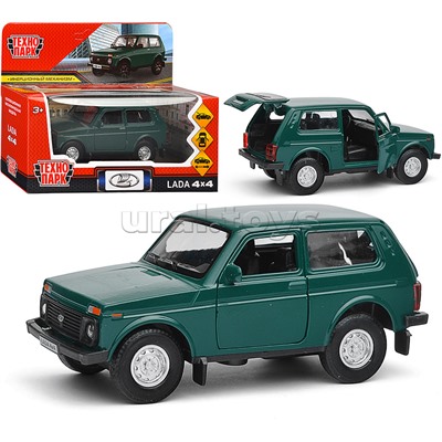 Машина металл LADA 4x4 12 см, (двери, багаж, зеленый) инерц., в коробке