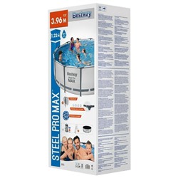 Бассейн каркасный Bestway Steel Pro MAX 5618W, 396×122 см, фильтр-насос, лестница, тент, круглый