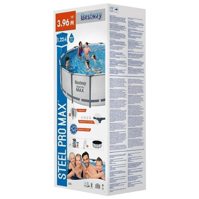Бассейн каркасный Bestway Steel Pro MAX 5618W, 396×122 см, фильтр-насос, лестница, тент, круглый