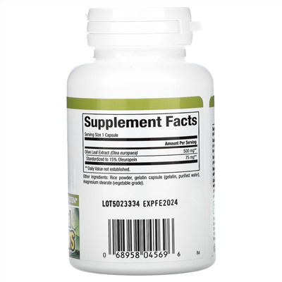 Natural Factors, Herbal Factors, Olive Leaf, 500 mg, 60 Capsules