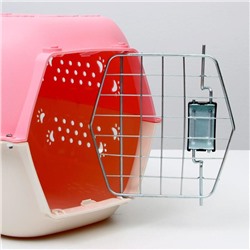 Переноска для животных, 47.5×33×31 см, пластик, розовая