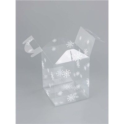 Коробка подарочная новогодняя складная ПВХ «Праздничное настроение» 12×12×15 см