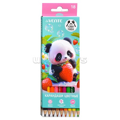 Карандаши цветные 18 цв. "Yummy Panda" 2М, диаметр грифеля 2,8 мм, шестигранные, в картонной коробке