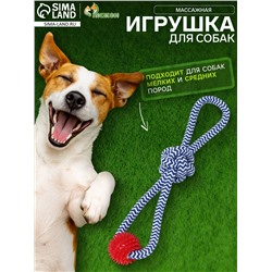 Игрушка канатная «Массажная» с узлом, до 65 г, до 30 см, микс цветов