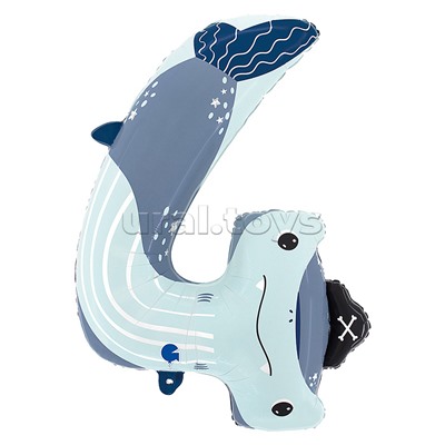 Шар (34''/86 см) Цифра, 4 Акула, 1 шт. в уп.