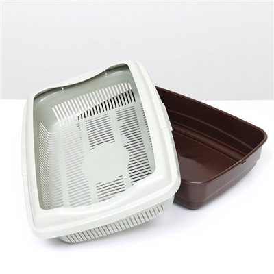 Лоток большой с сеткой и бортиком Atlantis «Стандарт», 43×33×12.5 см, шоколад