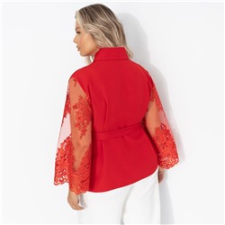 Жакет нарядный, Даю автограф (алый, с поясом)