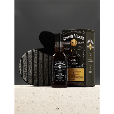 Подарочный набор мужской: гель виски 250 мл и мочалка рукавица, Чистое счастье