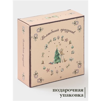 Салатник новогодний Доляна «Волшебный праздник», 580 мл, 15.5×6 см, фарфор, белый