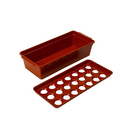 Ящик для выращивания зелёного лука, 40×19×10 см, 21 лунка, пластик, красный