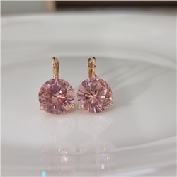 Серьги с кристаллом под Swarovski ювелирная бижутерия коллекция "Дубай" покрытие позолота, вставка: стекло, цвет: розовый, арт.414.677