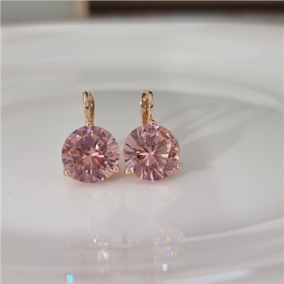 Серьги с кристаллом под Swarovski ювелирная бижутерия коллекция "Дубай" покрытие позолота, вставка: стекло, цвет: розовый, арт.414.677