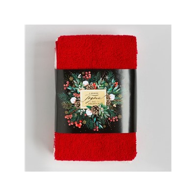 Набор новогодних махровых полотенец «Этель. Всё сбудется» 30×30 см - 3 шт., хлопок 100%