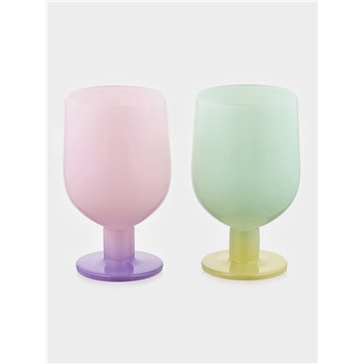 Бокалы для вина Pint, 350 мл, 7.2×12.8 см, набор 2 шт., стекло, розовые, зелёные