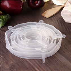 Крышки для тарелок Доляна «Черепашка», набор 6 шт., силикон, прозрачные