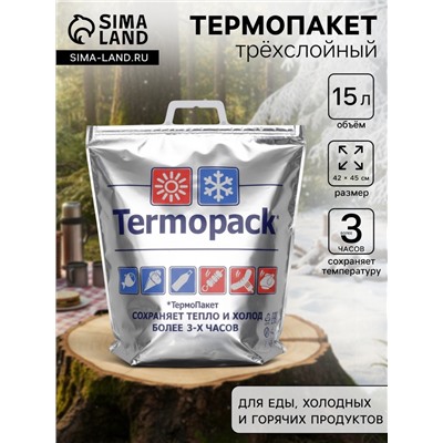 Термопакет трёхслойный, 42×45 см (внеш. метал/внутр. метал.), для еды, холодных и горячих продуктов