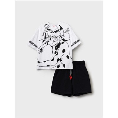 Комплект трикотажный для девочек: фуфайка (футболка), шорты