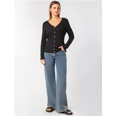 Кардиган тонкой ажурной вязки из хлопка и вискозы