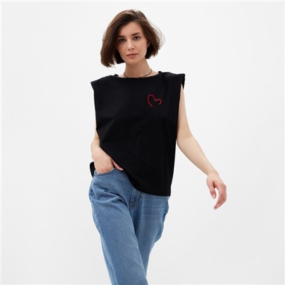 Майка женская MINAKU HEART, размер 42, чёрная