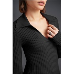 Женский джемпер лапша с воротником поло Happyfox