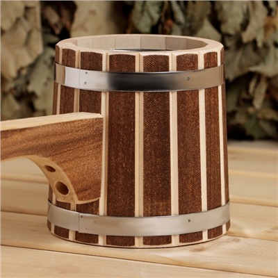 Ковш - черпак для бани и сауны «Добрыня», 500 мл, липа, нержавеющие вставка и обруч, 54 см, «Добропаровъ»