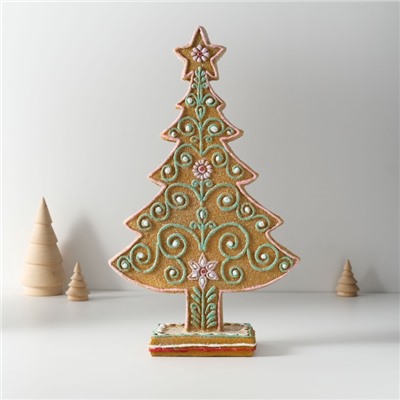 Фигурка полистоун «Ёлочка пряничная с узорами из глазури», 18.5×7×30.5 см