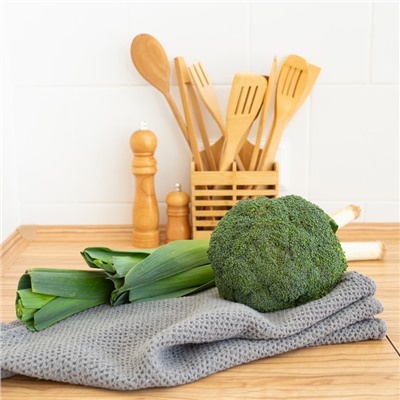 Полотенце кухонное SL HOME Linen, серое, однотонное, 38×65 см